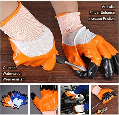 SSWW Tiger Print Latex Palm Coated Safety Hand Gloves Pack Of 5 Pair, Multi 5