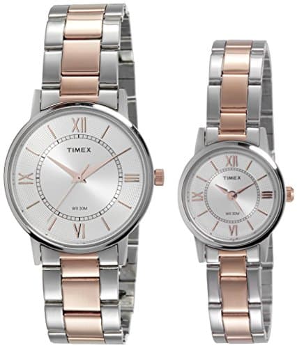 TIMEX Classics Analog Watch for Unisex with Silver-Tone Round Dial & Two Tone Stainless Steel Bracelet Band Water Resistant Unisex Wrist Watches - TW00PR213