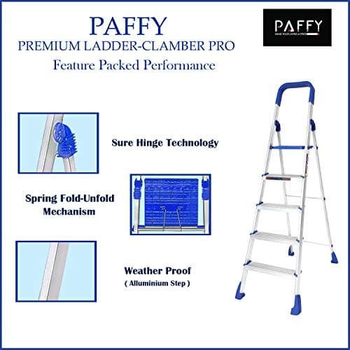 PAffy Premium Light Weight Aluminium Heavy Duty Folding Step Ladder - Maple 5 Steps with 7 Years Warranty * Made in India 5