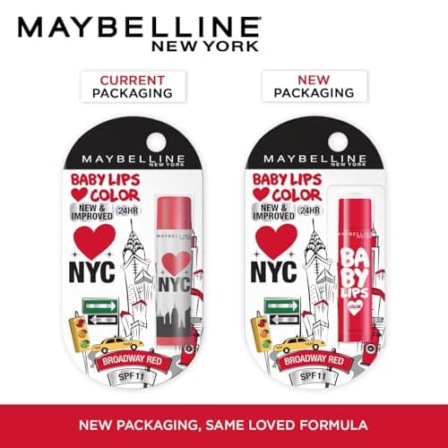 Maybelline New York Baby Lips Loves NYC Tinted Lip Balm for dark & pigmented lips, Broadway Red, 4g 4