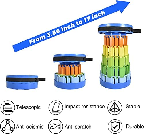 SOLDTRUE Upgraded-Portable Retractable Folding Stool, Collapsible Telescoping Foldable Camping Stool for Adults for Outdoor Fishing Hiking Gardening Travel BBQ (Rainbow) 5