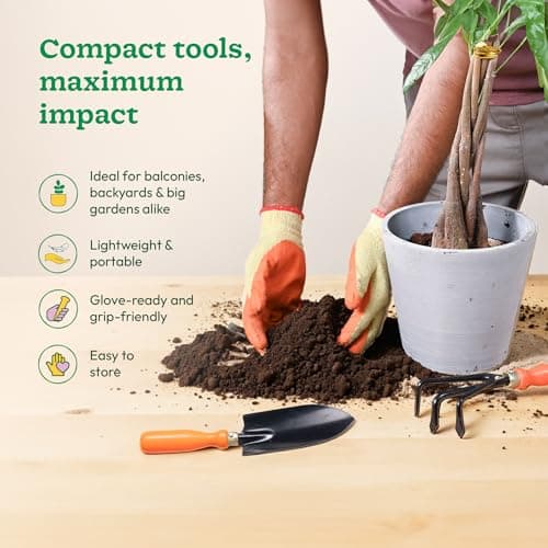 UGAOO Gardening Tools Kit for Home Garden – 5 Pcs Garden Tools Set with Cultivator, Fork, Narrow Trowel, Wide Trowel & Weeder | Heavy Duty Planting Tools for Home Gardening 6