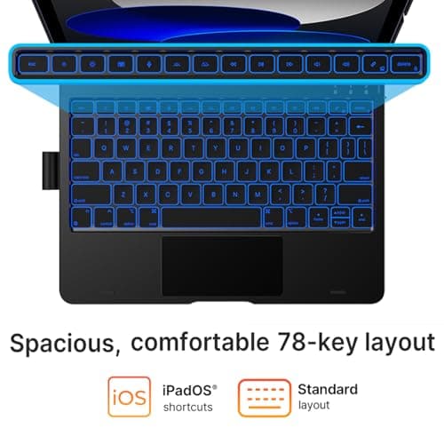 BESTOR Tablet Keyboard Case with Touchpad – 360° Rotatable Backlit Bluetooth Keyboard Cover with Trackpad, Magnetic Detachable Case, Compatible with 2020/2022 Air Tablet – Rainbow LED, Black 5