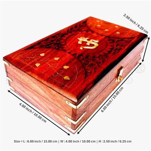 RGrandsons Handmade Wooden Jewellery Box for Women Jewel Organizer Hand Carved with Intricate Carvings Gift Items - Om Design (Size: 6.0x4.0_) ॐ() 3