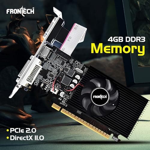 FRONTECH GT730-4GD3 Graphics Card with 4 GB DDR3 64 BIts PCI Express RAM, Quality Gaming Graphics Card, Single Cooling Fan, 3 Years Warranty (GRP-0002, Black) 4