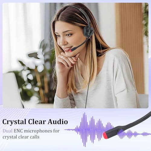 Xintronics USB Headphones with Microphone, USB Headset with ENC Dual Noise Cancelling Mic, On-Ear Wired Headphones for Computer PC Laptop Mac Work from Home Teams Zoom 2