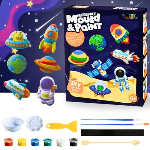 Toy Imagine DIY Space Mould & Paint Creative Activity Set for Kids | Plaster Figurine Painting Craft Kit with Colours, Palette & Molds | Educational Art & Craft Gift for Boys & Girls 6–12 Years
