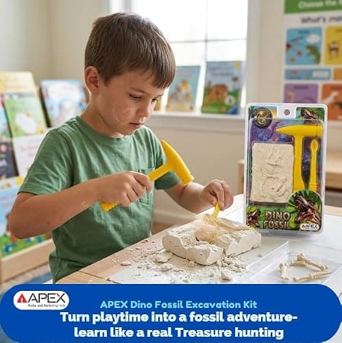 APEX Dino Fossil Excavation Kit for Kids | Dinosaur Fossil Digging Toy with Excavation Tools | Educational STEM Learning Paleontology Set for Boys & Girls | DIY Dino Dig Adventure Game 4