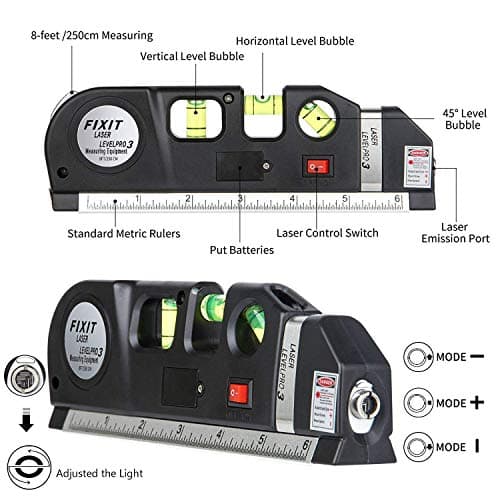Spirit Level, Multipurpose Laser Measure Tool, Spirit Level Standard Metric Ruler Laser Measuring Tape 8ft/2.5M (1 Pack) 4