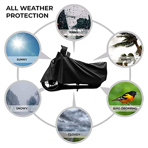 Autofy Universal Bike Cover UV Protection & Dustproof Bike Body Cover for Two Wheeler Bike Scooter Scooty Activa (Black) 4