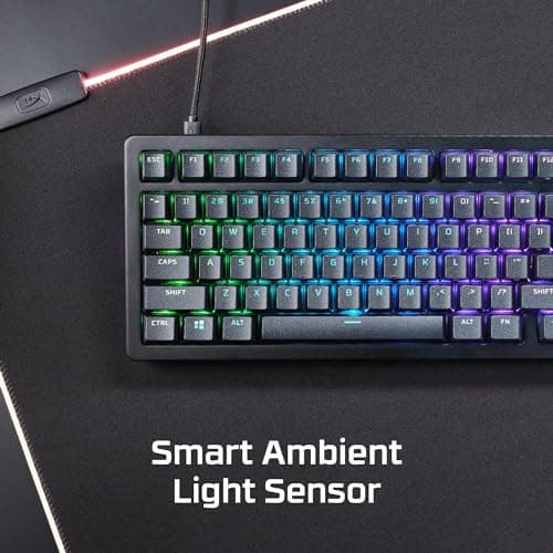 HyperX Alloy Rise – Hot-Swappable Mechanical Gaming Keyboard, PC, Ambient Light Sensor, Gasket Mounted, HyperX Linear Switches 4