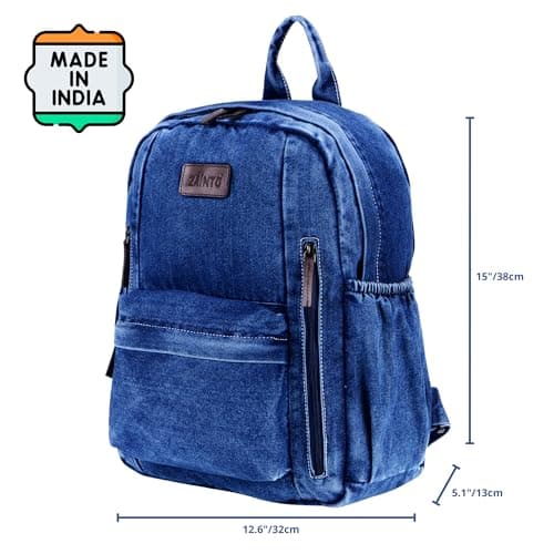 ZAINTO Denim Backpacks for men and women Stylish Outdoor Travel Commute Daypack Large Capacity Schoolbag College Students Junior High School Students Bookbag 5