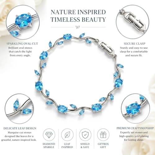 Aurie Sky Blue Tulip Bracelet for Women & Girls | Anti Tarnish Stainless Steel Floral Bracelet with Adjustable Silver Chain for Party & Daily Wear Jewellery 3