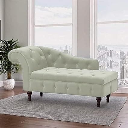 Velvet Chaise Lounge Box Storage for Bedroom, Livingroom (Cream)