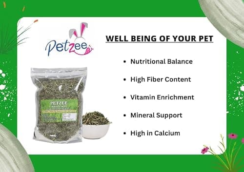 Petzee Alfalfa Hay, Food for Rabbits, Guinea Pig, Hamsters and Other Small Animals (400 GMS)- Pack of 4 4