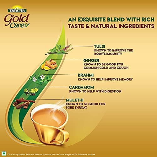 Tata Tea Gold Care 500 gram, Goodness Of Cardamom, Ginger Powder, Tulsi, Brahmi & Mulethi, Natural Ingredients, Exquisite Blend Of Tea, Rich In Taste, Black Tea 5