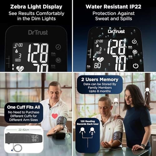 Dr Trust USA Intellitrack 132 Fully Automatic Dual Talking Digital Blood Pressure Monitor Machine For Hypertension & Managing Heart Health, BP Apparatus For Home & Clinic Use, Most Accurate Measuremen 4