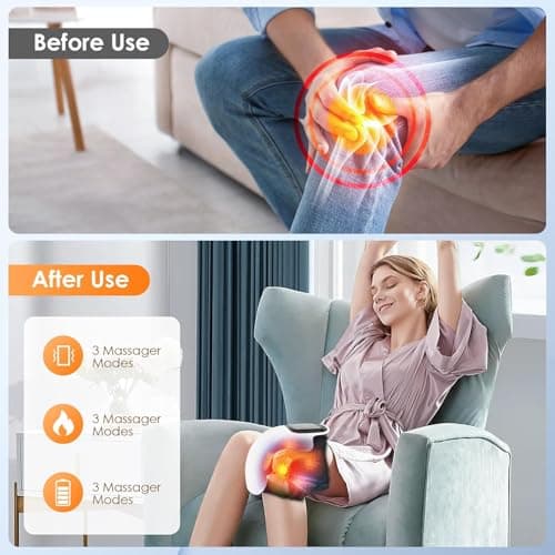 SELLASTIC Knee Massager for Joint Pain Relief with Heat, Rechargeable Red Light Vibration Knee Arthritis Massage Physiotherapy Machine for Women, Elder Age, Men - 1 Year Warranty 3