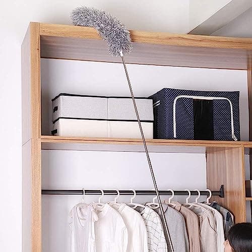 Rorian Microfiber Feather Duster with Extendable Long Pole (100 Inches), Bendable Head for Cleaning High Ceiling Fans, Interior Roof, Cobwebs – Washable & Telescopic Long Handle Cleaning Tool (S2) 2