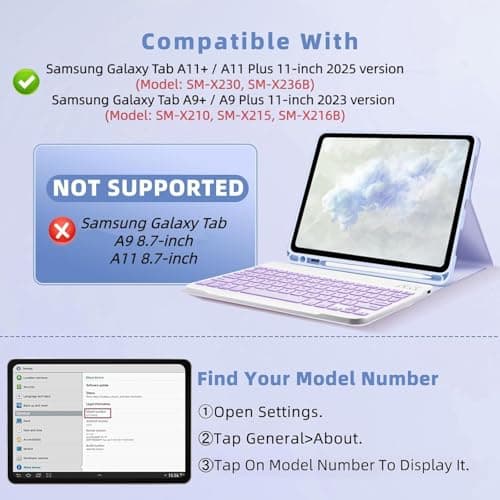 typecase Keyboard Case for Samsung Galaxy Tab A11+ / A11 Plus 2025 (11 Inch) & A9+/ A9 Plus 2023 (11 inch) with Multi Viewing Angle, Wireless Detachable Folio KB Cover with S Pen Holder-Black 2