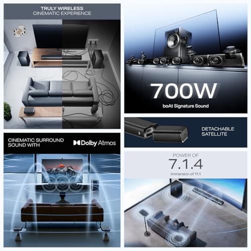 boAt [2026 Launch] Aavante Prime X, Truly Wireless, Detachable Satellites, Dolby Atmos, 7.1.4CH 700W, Wireless Subwoofer, FREE Installation & Video Demo,Sound bar Home Theatre Soundbar (Premium Black) 3