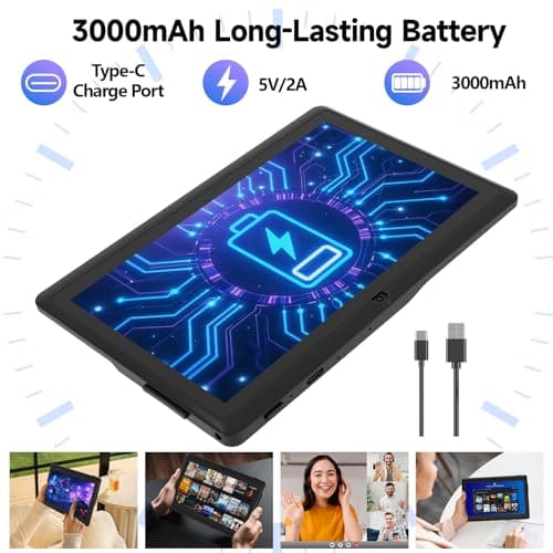 ICONLINK 7 Inch Android 14.0 Tablet with Protective Case, 8GB (3+5GB Expansion) RAM + 32GB ROM 1024*600 IPS Screen Dual Camera 3000mAh Battery Bluetooth 5.0 WiFi Tab (Black) 4