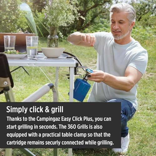 Campingaz Stove 360 ​​BBQ Barbecue Grill With CV 470 Cartridge, Table Top Stove 360° Grilling 6