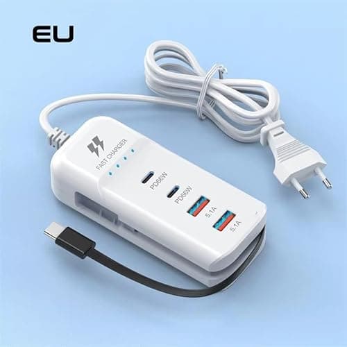 WISTAR 66W USB Hub Charging Station 2-USB & 2-PD Ports Safe Fast Charger with Type-C Cable, Multi-Device USB C Charging Hub, Durables USB Fast Charging Desktop Charger for Phone, Tablet 5