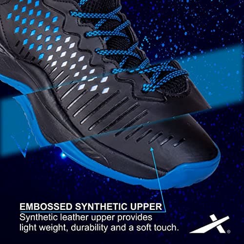 Vector X Cosmic Mens Synthetic Leather, Breathable Mesh|Eva Phylon, Rubber Sole Basketball Shoes Streetball Master Non Slip Outdoor Sneakers Cushioning Workout Shoes for Fitness (Black-Blue, 8) 4