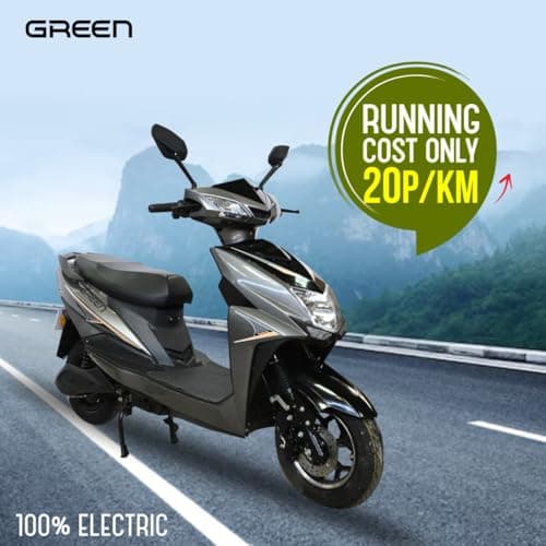 Green Invicta Low Speed Electric Scooter Non RTO 60KM Range with Portable Charger (Grey) 4