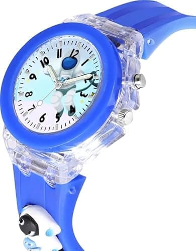 SELLORIA Analog Watch for Kids | 3D Cartoon | 7 Multicolor LED Luminous Lights with Silicone Strap | Unisex Best Birthday Gift | Analogue Wrist Watches for Boys & Girls | Age 3-10 yrs|2025 (Blue, Blue 2