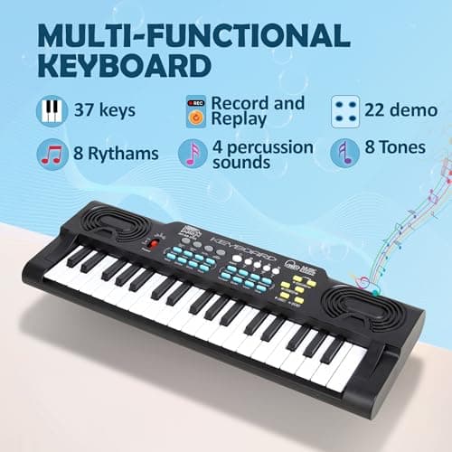 INTERN Digital Electronic Piano Keyboard | LED Display, Mic & Adapter | Music Keyboard for Kids & Beginners with 8 Rhythms, 8 Tones, 22 Demo Songs & 4 Percussions Sounds. (3701-KB) 2
