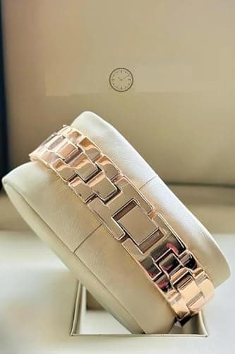 Acnos Premium Girl Wrist Watch Rose Gold Plated Analog Watch Diamond Studded White Dial Stylish Bracelet Strap Stainless Steel Band Perfect for Women 2