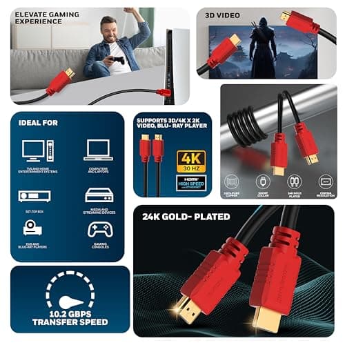 Honeywell HDMI Cable v1.4 with Ethernet, 3D/4Kx2K Ultra HD Resolution, 20 Mtr, 10.2 GBPS Transmission Speed, Compatible with all HDMI Devices Laptop Desktop TV Set-top Box Gaming Console 3