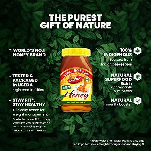 Dabur Honey - 500g | 100% Pure | World's No.1 Honey Brand with No Sugar Adulteration | For Fitness & Health | Natural Immunity Booster | 100% Indigenous | Rich in Antioxidants & Minerals 4