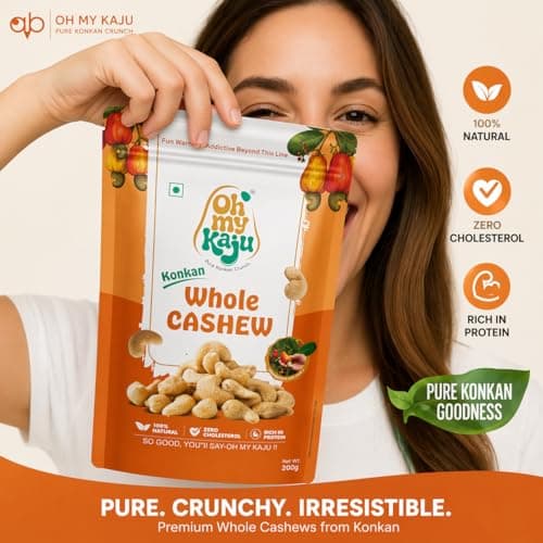 Oh My Kaju™ Premium Authentic Konkan Cashew W210 | Goa Jumbo Kaju Nuts | Fresh Whole Cashews Premium | High Protien I Fresh Nuts | Zero Cholesterol I Goa-Origin Style I Gourmet Healthy Snacks for Gues 4