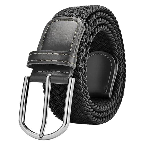 SLOVIC Stretchable Nylon Men Belts | Braided Design Belts for Men | Multi-Hole Adjustable Belt | Ideal for Jeans, Trousers & Chinos | Stylish Gift for Mens | Black