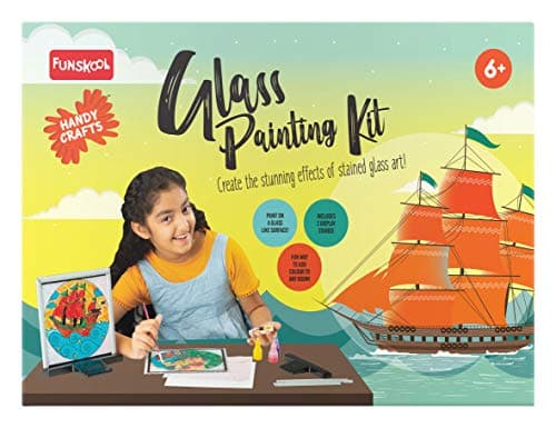 Handycrafts Funskool Glass Painting Kit, DIY Kit, Art and Craft Set for Kids, Learning, Fun & Engaging Activity for Childrens, Multicolour, Gift Set for Kids, Age 6+ Years 2