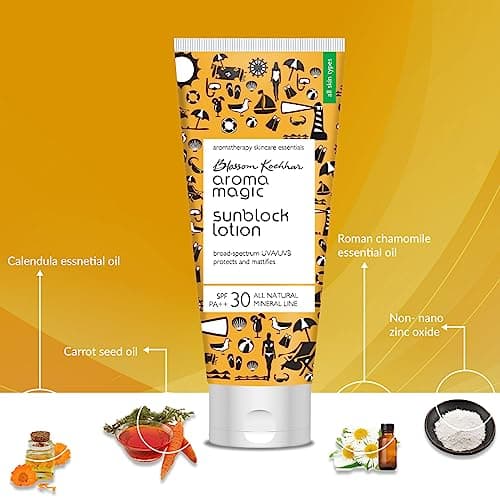 Aroma Magic Matte Sunblock Sunscreen Lotion | SPF 30 PA++ Protection with Non-Nano Zinc Oxide | No Parabens, Alcohol-Free | Calendula, Chamomile | Chemical-Free | All Skin | 100ml | Pack of 1 4