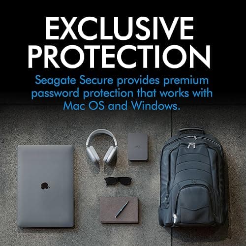 LaCie Mobile Drive Secure 2TB External Hard Drive Portable HDD - Space Grey, USB-C 3.2, for PC and Mac, Post-Consumer Recycled, with Adobe All Apps Plan and Rescue Services (STLR2000400) 4