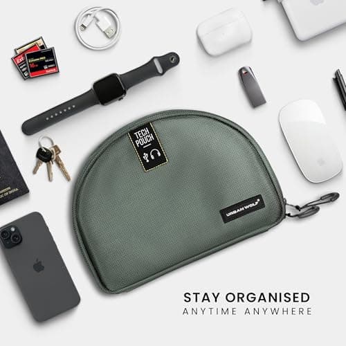 Urban Wolf Tech Pouch: The All-in-One Waterproof Travel Organizer for Cables, Adapters, Chargers,Hard Drives & Other Tech Essentials-Portable Zippered Gadgets Organizer (Fossil Grey, Pack of 1) 5