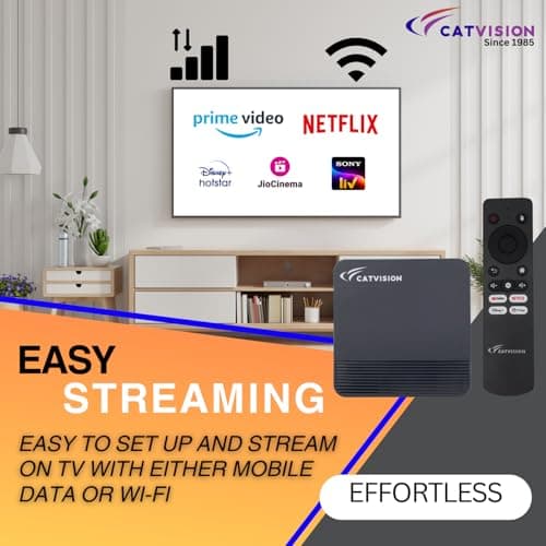 Catvision high-Performance Box | Latest Android v10 | 2GB Ram |16GB ROM | Dual Band Wi-Fi | Infrared Remote | BIS Approved 3