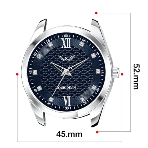 LOUIS DEVIN Stainless Steel Steel Chain Analog Wrist Watch for Men (Blue Dial) | Ld-Gr062-Blu-Ch, Dial Color-Blue, Band Color-Silver 4