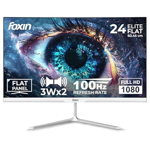 Foxin 24 Inch FHD Flat LED Monitor 1920x1080 Pixel Elite Series | Flat Panel, HDMI & VGA Port, 100Hz Refresh Rate, Frameless, Slim Bezel, Wall Mountable, 16.7 M Colors | 3 Years Warranty | White