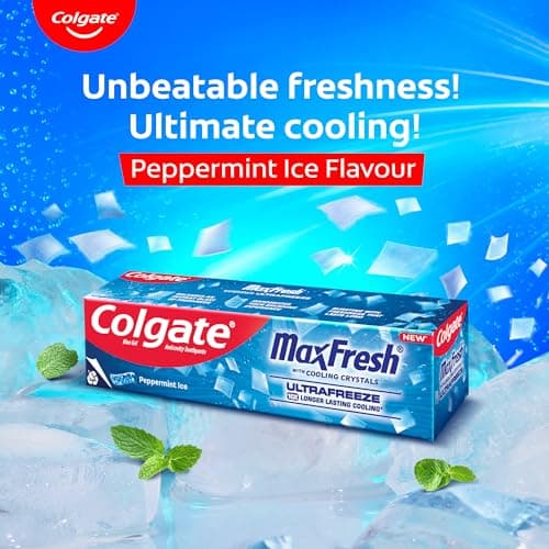 Colgate MaxFresh Breath Freshner Oral Care Toothpaste, 300g Saver Pack (150g x 2), Peppermint Ice, Blue Gel Paste with Menthol & Cooling crystals for bad breath control 4