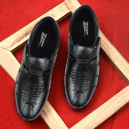 Zixer E7010 Ethnic Wear Wedding Party Half Shoes for Men Mojri Casual Formal Back Open Shoe Casuals for Men Black 3