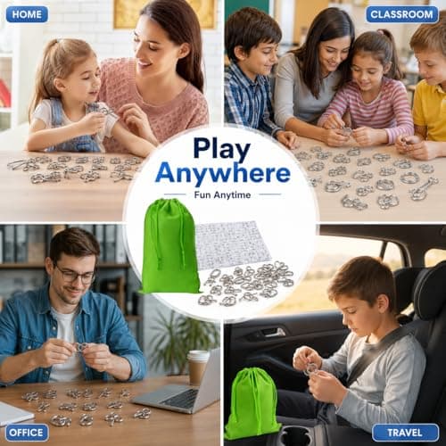 HEAVY DRIVER 36 Pcs Metal Wire Brain Teaser Puzzle Set – IQ Mind Challenge Games for Kids & Adults | Educational Problem Solving & Logic Puzzles | Fidget & Untangling Toy Set 4