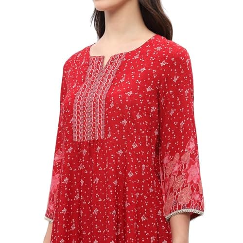 Rangriti Women's Red Viscose Blend Printed Festive Co-ord Set_32 2
