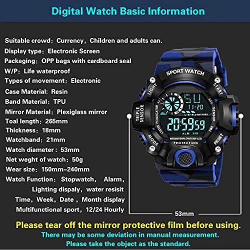 Acnos® Premium Brand - A Digital Watch Shockproof Multi-Functional Automatic Blue Color Army Strap Waterproof Digital Sports Watch for Men's Kids Watch for Boys for Men Pack of 1 4