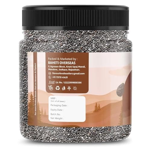 Flavour Foodie Premium Grade AA+ Chia Seeds 1KG | Natural Hydrator for Summers | High Protein & High Fibre Seeds for Eating | Resealable Jar Pack | Superfood for Smoothies, Salads & Baking 3